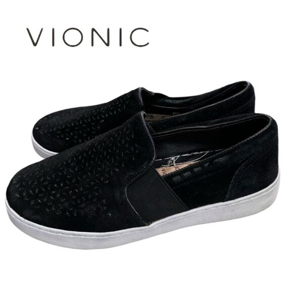 Vionic | Shoes | Vionic Womenskani Black Suede Perforated Slipon ...